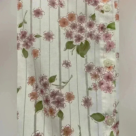 Alfred Dunner Floral Striped 3/4 Sleeve Collared Button Down Semi Sheer Size 14 - Picture 11 of 14